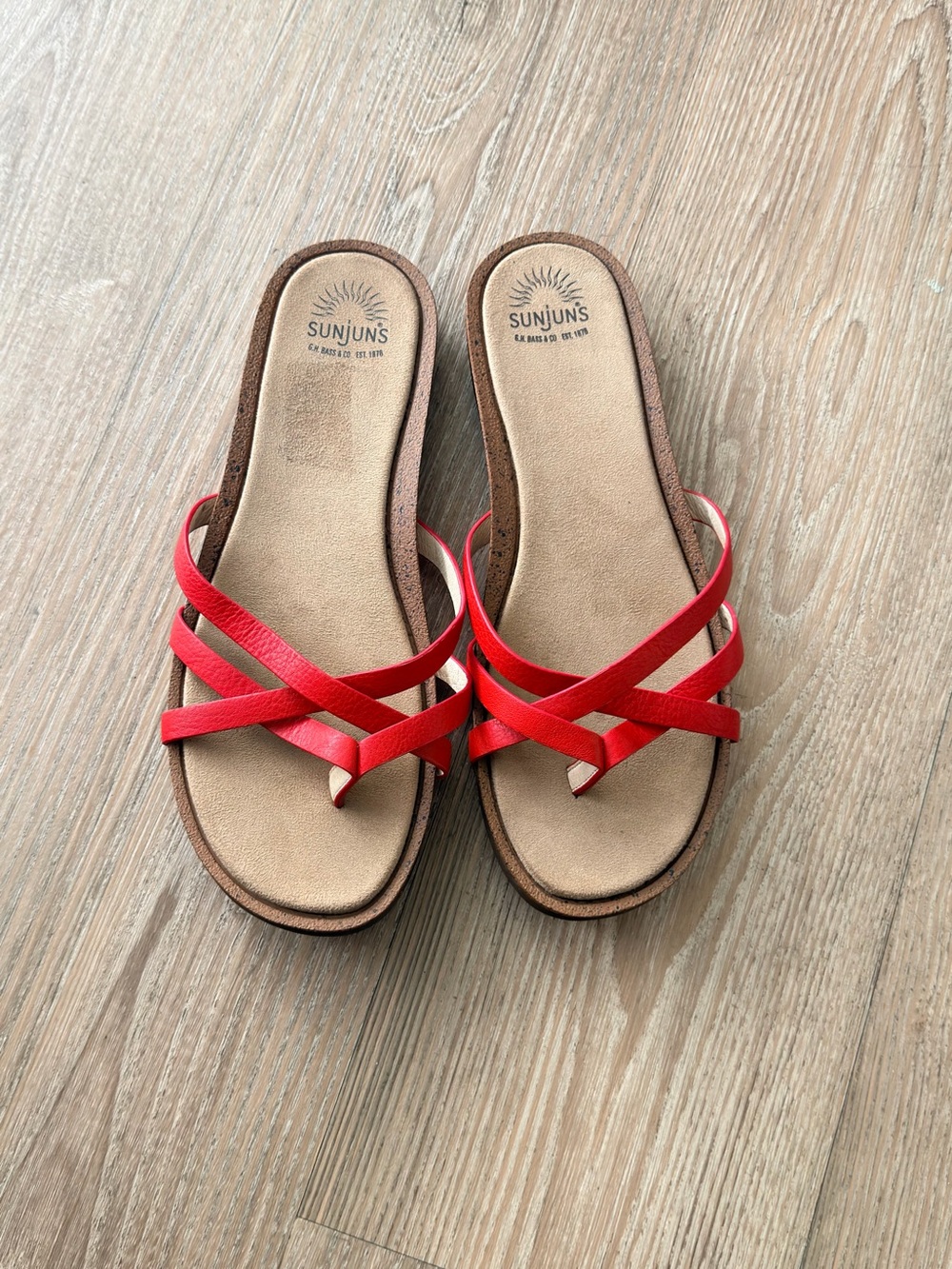 Red Strappy Toe-Loop Sandals for Women
